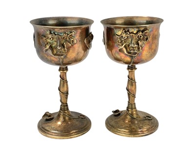 Lot 431 - Rene JULIEN (1937-2016), A pair of silver plated goblets.
