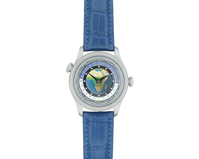 Lot 1010 - MERKUR WATCH GROUP - A world time steel gentleman's manual wind wristwatch.