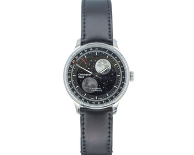 Lot 1013 - CHRISTOPHER WARD - A stainless steel gentleman's moon-phase calendar automatic wristwatch.