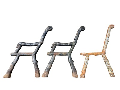 Lot 385 - A pair of cast iron rustic bench ends.