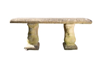 Lot 374 - A reconstituted stone bench.