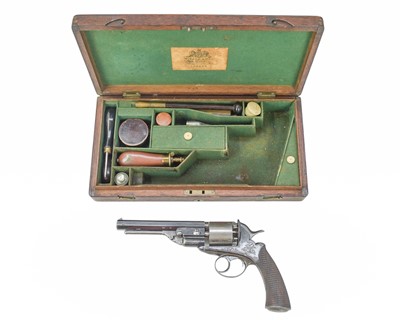 Lot 191 - A Witton and Daw 54 bore patent five-shot percussion revolver.