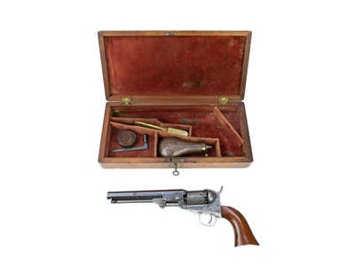 Lot 196 - A cased Colt .31 1849 five-shot percussion pocket revolver.