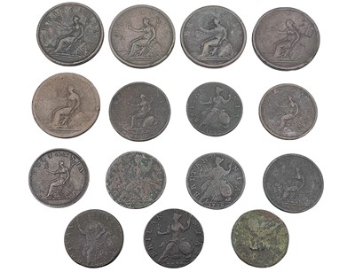 Lot 221 - GB 18th century copper halfpennies and pennies.