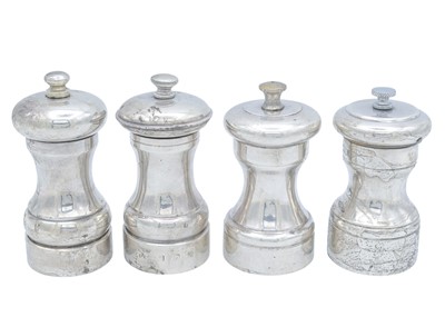 Lot 15 - Two matched pairs of silver salt & pepper grinders.