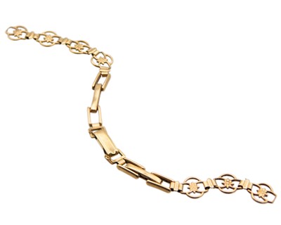 Lot 125 - A 9k gold ladies' JAM' wristwatch bracelet.