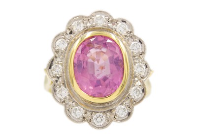 Lot 51 - A fine pink spinel and diamond ring.