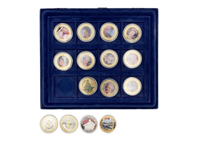 Lot 222 - A collection of 14 gold-plated and silver-plated cupro-nickel crown coins.