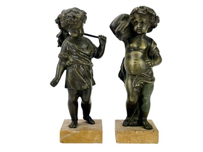 Lot 17 - A pair of bronze figures, emblematic of Summer and Autumn.