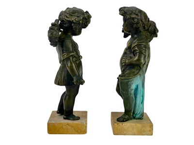 Lot 17 - A pair of bronze figures, emblematic of Summer and Autumn.