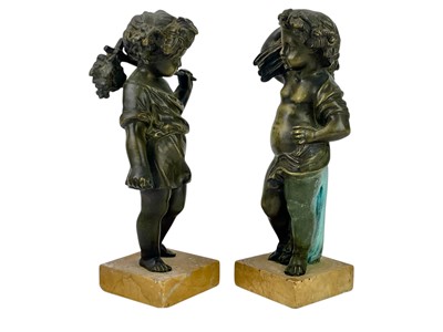 Lot 17 - A pair of bronze figures, emblematic of Summer and Autumn.