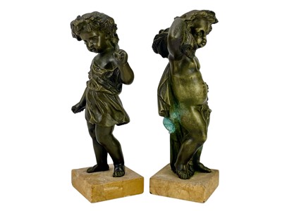 Lot 17 - A pair of bronze figures, emblematic of Summer and Autumn.