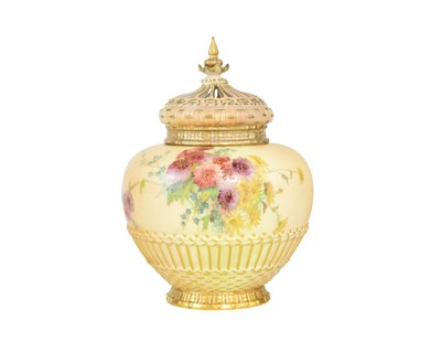 Lot 370 - A Royal Worcester pot pourri vase and cover.