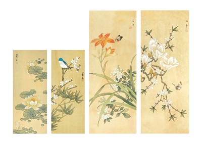 Lot 599 - A pair of Chinese watercolours on silk.