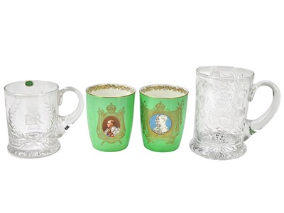 Lot 366 - Two Royal Doulton royal coronation beakers.