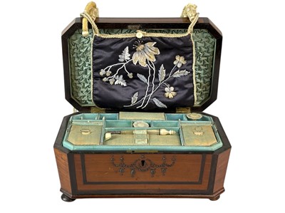 Lot 81 - A Satinwood and purple heart banded work box.
