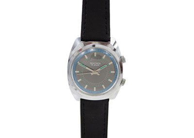 Lot 1078 - SEKONDA - An 18 jewel stainless steel gentleman's manual wind alarm watch.