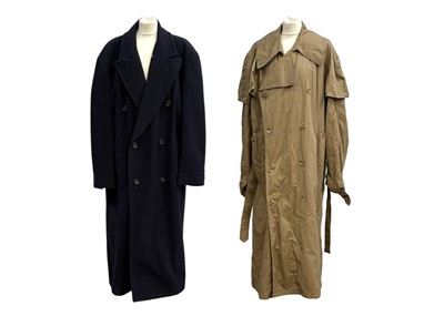 Lot 280 - Two vintage designer gentleman's full-length overcoats by Hugo Boss and Giorgio Armani.