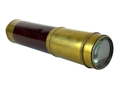 Lot 133 - A Horne & Thornthwaite three draw brass telescope.