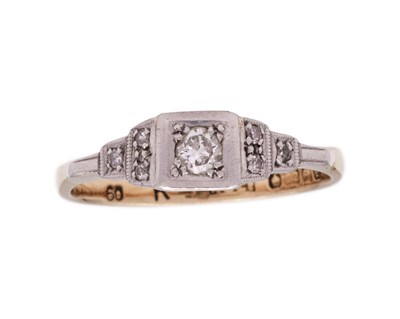 Lot 58 - A 22k gold diamond set ring.