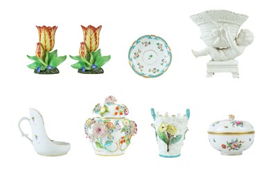 Lot 317 - A continental osier moulded porcelain lidded dish, circa 1900.
