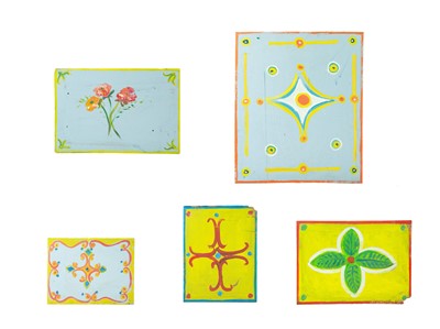 Lot 25 - Five handpainted fairground style panels.