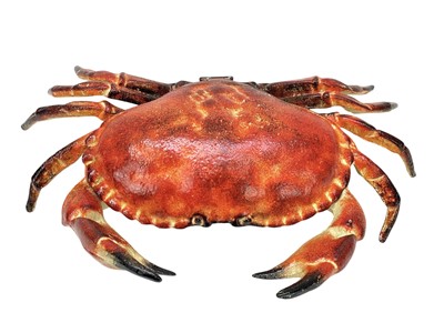 Lot 130 - A painted cast iron trinket box modelled as a crab.