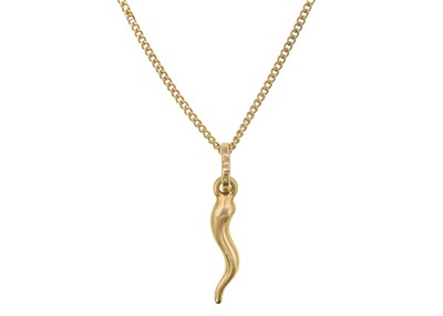 Lot 62 - A 14k Cornicello pendant/charm necklace.