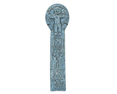 Lot 424 - A Troika pottery blue ground 'Celtic Cross' vase.