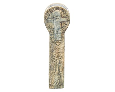 Lot 429 - A Troika pottery cream ground 'Celtic Cross' vase.