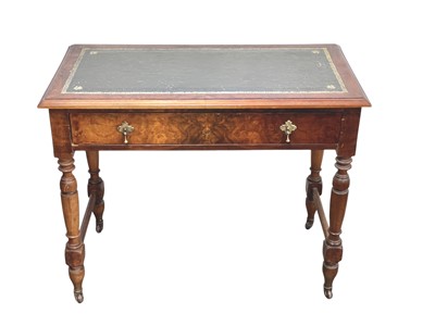 Lot 500 - An Edwardian mahogany and burr walnut writing desk.