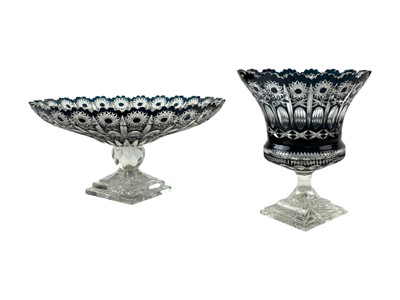 Lot 324 - Bohemian cut glass urn vase with black flash overlay.