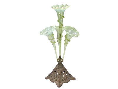 Lot 313 - A Victorian vaseline glass epergne.