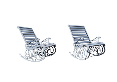 Lot 377 - A pair of 20th century garden rocking chairs.