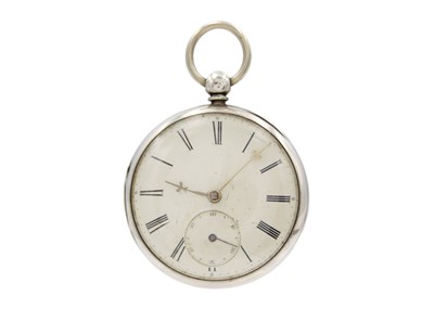 Lot 1137 - A silver cased key-wind fusee pocket watch.