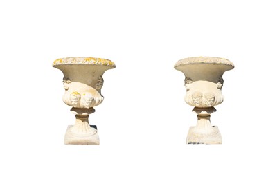 Lot 387 - A pair of Sandford Stone garden urns.