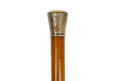 Lot 48a - A 19th century, gold topped, malacca walking cane.