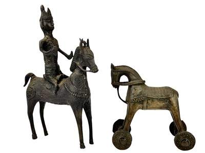 Lot 16 - A Burmese bronze sculpture of a horse and rider.