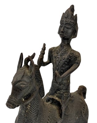 Lot 16 - A Burmese bronze sculpture of a horse and rider.