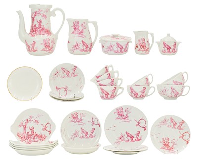 Lot 311 - A Limoges pink toile part tea/breakfast service.