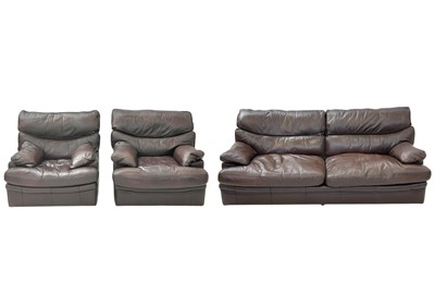 Lot 520 - A modern G-Plan leather upholstered three-piece suite.