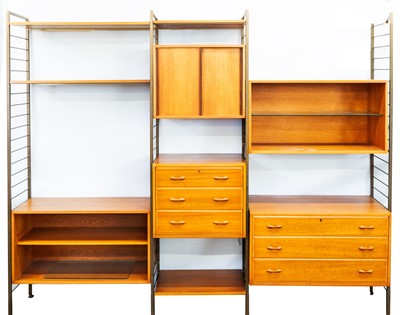 Lot 394 - A Ladderax teak modular wall unit.