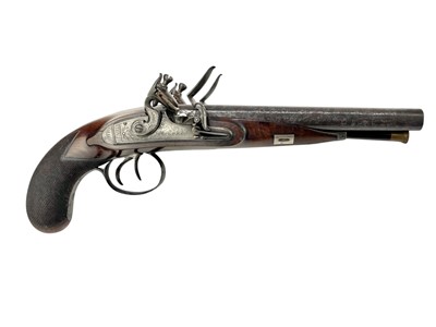 Lot 199 - A Walter 25 bore double-barrel flintlock carriage pistol.