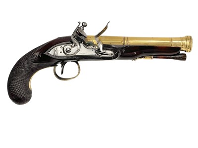 Lot 190 - A good 18th century brass barrel blunderbuss pistol by Twigg, London.