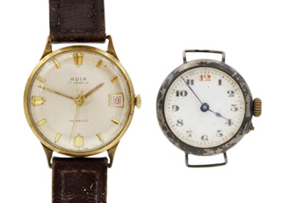 Lot 1197 - AVIA - A 9ct incabloc gentleman's manual wind wristwatch.