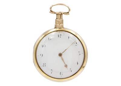 Lot 1110 - OF NAPOLEONIC NAVAL INTEREST - A good George III 18ct pair case pocket watch by Robert Conran, Guernsey.