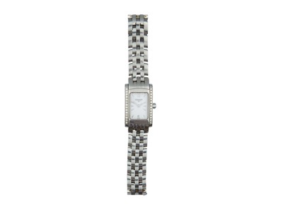 Lot 1064 - LONGINES - A Dulce Vita lady's diamond set stainless steel quartz bracelet wristwatch.