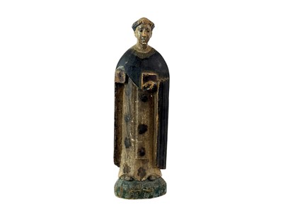 Lot 110 - A carved and painted wood figure of a Dominican monk.