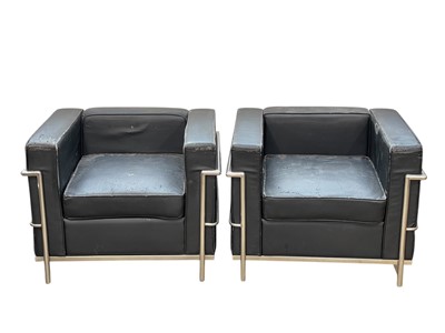 Lot 426 - After Le Corbusier, A pair of LC2 style armchairs.