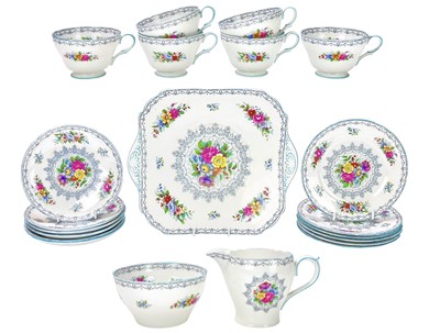Lot 321 - A Shelley 'Crochet' part tea service.